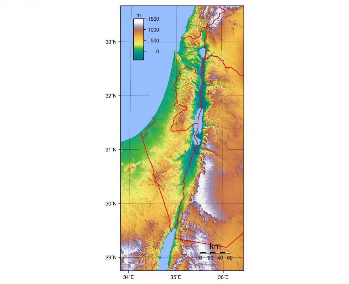 Karte von israel elevation