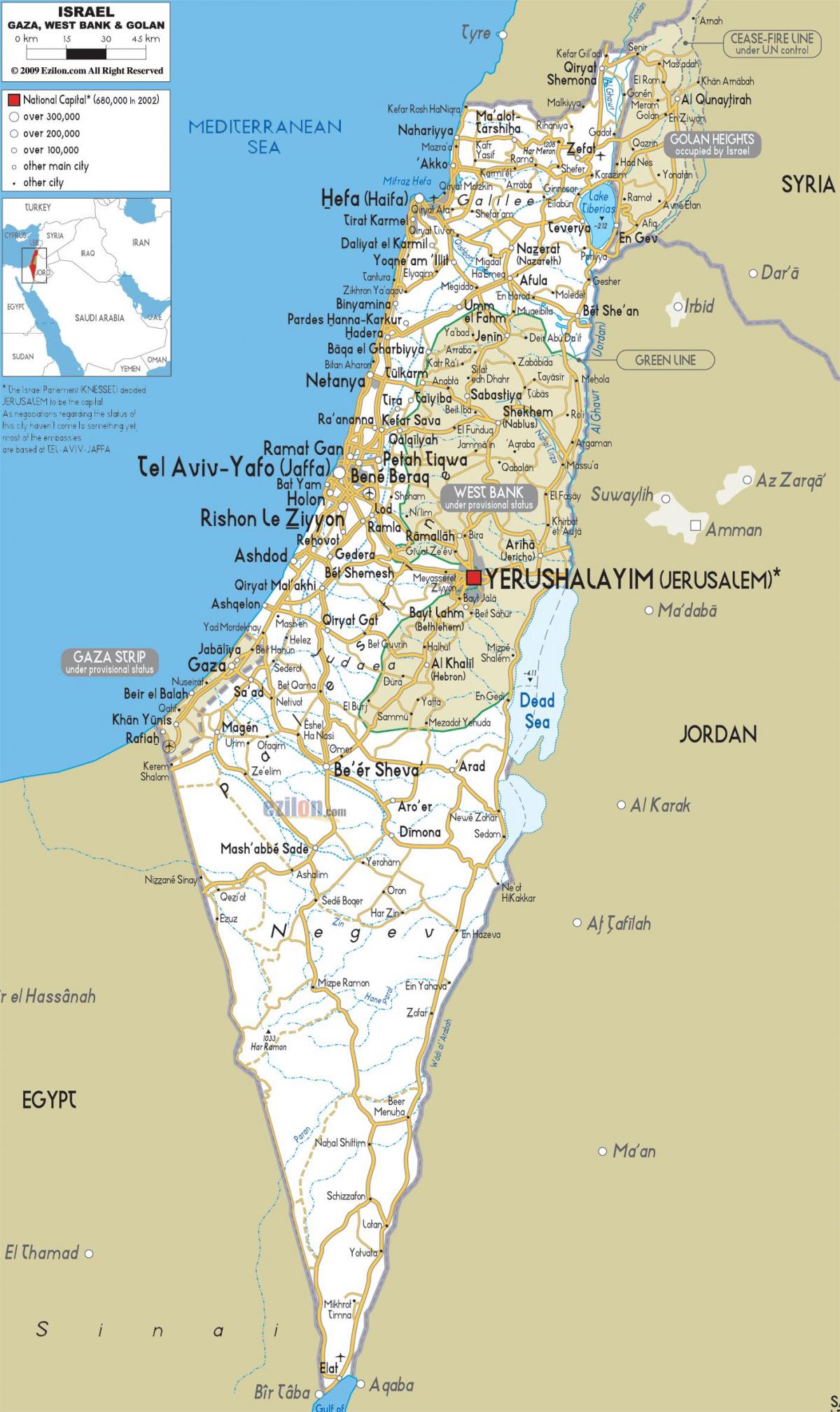 Karte von israel Straßen