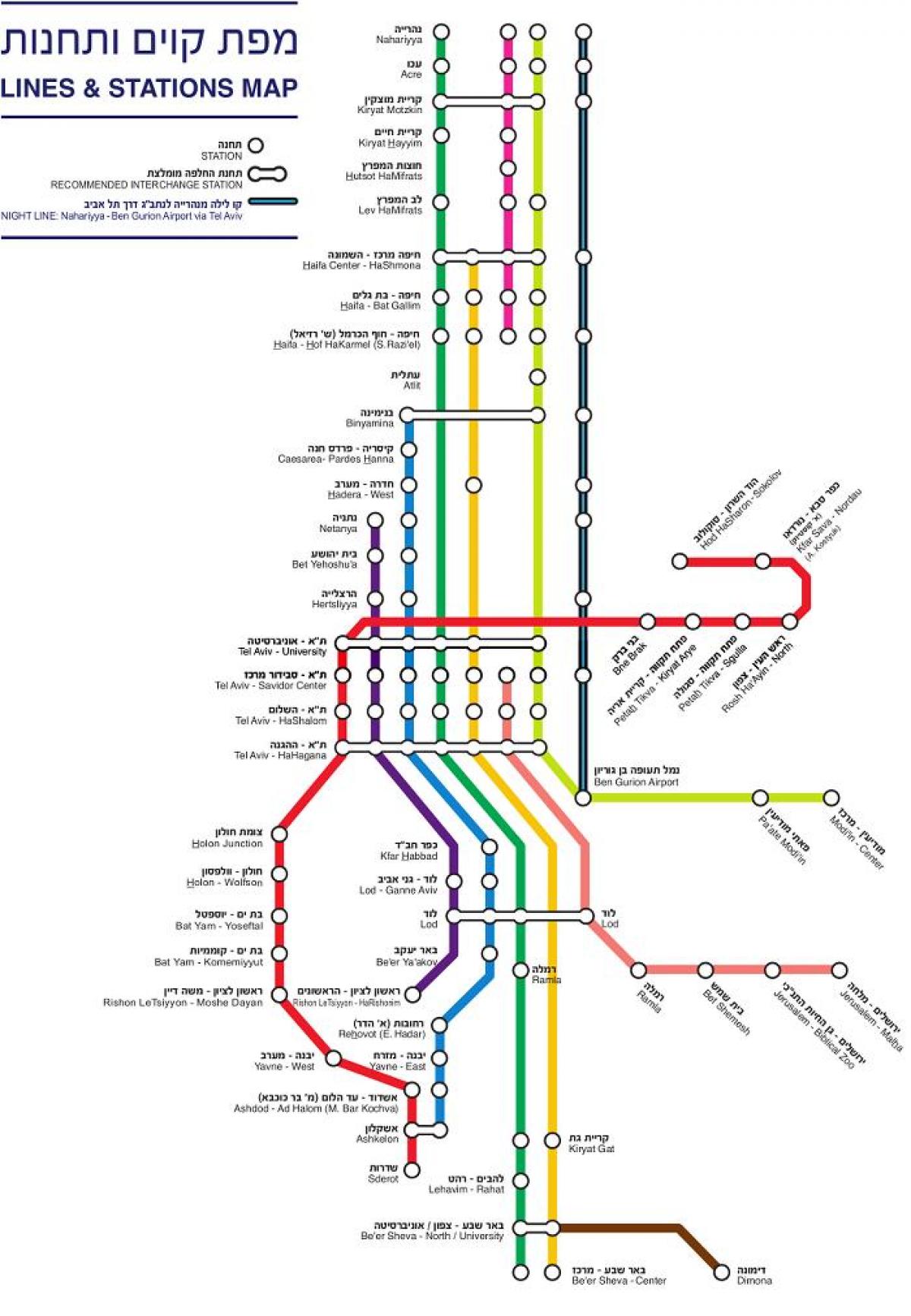 Karte von israel-Zug